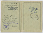 Stamped passport page for Fritz and Heiner Vendig issued prior to their sailing on the MS St.