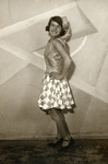 Tina Hajon (later Finci), poses in her Purim costume.