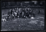 Group portrait of survivors from Bergen-Belsen liberated outside of Farsleben.