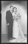 Studio wedding portrait of Albert Grunvald and his bride Sarah Klein.
