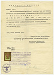 Birth certificate issued to Edith Tennenbaum in 1936 and restamped with a Nazi seal two years later in September 1938.