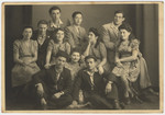 Group portrait of members of the Zionist youth movement Hashomer Hatzair in the Bergen-Belsen displaced persons' camp.