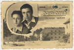 Jewish New Year's card sent from Max Schanzer and Moniek Wild from the Bergen-Belsen displaced persons's camp.