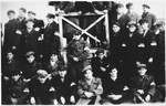 Group portrait of Jewish firefighters or police in the Lodz ghetto.