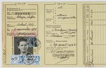 Belgian identity card issued to Clara (Chaja) Donner on April 27, 1942 in Brussels-Schaerbeek identifying her nationality as Polish.