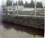 View of a section of the moat in the newly liberated Dachau concentration camp.
