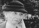 Portrait of an elderly Jewish woman wearing a hat in the Theresienstadt ghetto, a still  from the Nazi propaganda film, "Der Fuehrer Schenkt den Juden eine Stadt" [The Fuehrer gives the Jews a City].