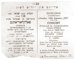Invitation to a concert of Hebrew and Yiddish songs performed by Czechoslovakian Jewish orphans living at the Mansell Street shelter.