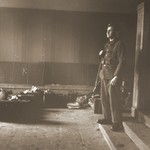 A Swiss military reservist guards the possessions of Jews rescued from Theresienstadt.