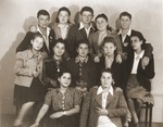 Group portrait of members of the orphans transport in Prague prior to their departure for England.