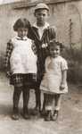 Three Jewish children in Topolcany, Slovakia.

Among those pictured are Robert Vermes (behind) and his sister Erika (right).