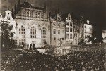At a rally in the Langer Markt, Danzig residents call for the city's annexation by the Third Reich.