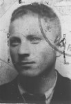 False identification card photo of Benjamin Miedzyrzecki, a member of the Warsaw ghetto underground.