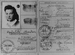 False identification card issued in name of Stanislawa Wachalska, that was used by Feigele Peltel (now Vladka Meed) while serving as a courier for the Jewish underground in Warsaw.