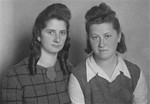 Portrait of Lodzia Hamersztajn and Ester Fiks (Julcia) after the liberation.
