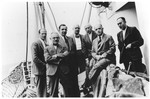 Members of the passenger committee of the MS St. Louis pose on the deck of the ship.