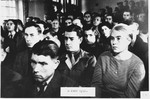 Spectators watch the proceedings at the Sachsenhausen concentration camp war crimes trial in Berlin.