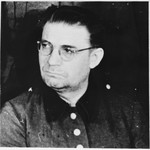 Defendant Kurt Eccarius at the Sachsenhausen concentration camp war crimes trial in Berlin.