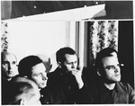 Defendants in the dock at the Sachsenhausen concentration camp war crimes trial in Berlin.