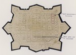 Map of Theresienstadt that was cut out of an original document and mounted on black paper in an album assembled by a survivor.