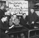 Viennese Jews learn typewriting repair in an ORT vocational school following the Nazi take-over of Austria.