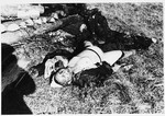 Corpses lie on the grounds of the Klooga concentration camp.
