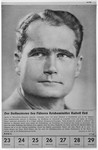 Portrait of Reichsminister Rudolf Hess.

One of a collection of portraits included in a 1939 calendar of Nazi officials.