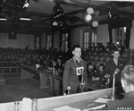 Former SS Lt. Heinz Tomhardt is sentenced to death by hanging by an American Military Tribunal for his part in the Malmedy massacre.