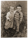 Toddlers Benjamin Trzcina and Benjamin Finklestein in the Lechfeld displaced persons camp.