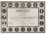 Vocational school diploma issued to Leah Fischer certifying her completion of a course in dental mechanics at the ORT school in the Feldafing displaced persons camp.