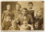 Group portrait of Meir Holcman, donor's father, with his eight nieces and nephews.