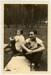 Two German Jewish teenage girls go for an excursion in the woods with their Shomer Hatzair youth movement.