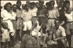 Group portrait of Jewish youth at an internment  camp in Cyprus.