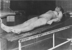 The body of a Jewish woman who was gassed in the Natzweiler-Struthof concentration camp and sent to the Strasbourg University Anatomical Institute for use by Dr.