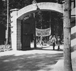 View of the main gate at the Ebensee concentration camp.