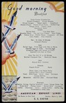 Breakfast menu for passengers aboard the SS Exeter sailing from Lisbon to New York on February 21, 1941.