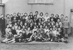 Group portrait of school children in the Tempelhof displaced persons' camp.