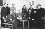 Group portrait of members of a Jewish committee in the Stuttgart displaced persons camp.