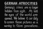 A British Army sign that was posted with a photo display intended to show German civilians from surrounding towns the atrocities committed in Bergen-Belsen concentration camp.