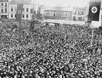A huge crowd of Germans in Danzig assemble to hear a speech by Adolf Hitler.