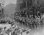 Hitler reviews SA troops during a parade in Saarbruecken.