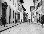 French partisans patrol the streets of an unidentified town during the insurrection in southern France.