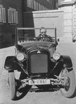 Heinrich Himmler driving his first automobile.