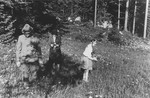 Heinrich Himmler collects wild flowers with his daughter Gudrun and his wife Margarete.