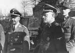 Reichsfuehrer-SS Heinrich Himmler (left) stands with Polizeiminister Jonas Lie who held temporary command of the Norwegian Legion.
