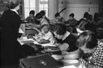 A female teacher instructs a class at the Goldschmidt Jewish private school in Berlin-Grunewald.