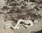 The corpses of prisoners laid out for mass burial in the Nordhausen concentration camp.