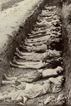 Prisoners' corpses lie in a mass grave dug by German civilians from the town of Nordhausen.