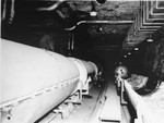 The center section, or fuel section, assembly line in the underground rocket factory at Dora-Mittelbau.