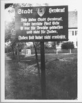 A sign at the entrance to Hersbruck warns Jews that they are not desired in the town.